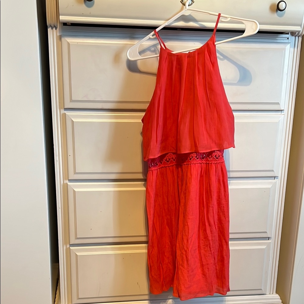 Iz Byer Red Sleeveless Halter Sundress